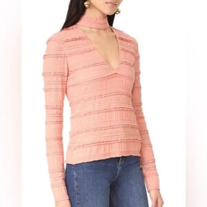 CINQ À SEPT Anthropologie Cecily Lace Choker V-neck Romantic Top